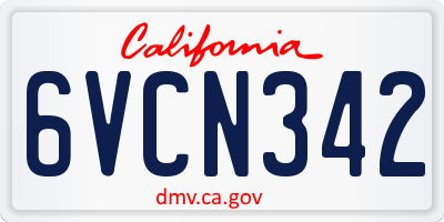 CA license plate 6VCN342
