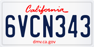 CA license plate 6VCN343