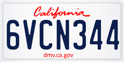 CA license plate 6VCN344