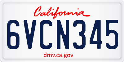 CA license plate 6VCN345