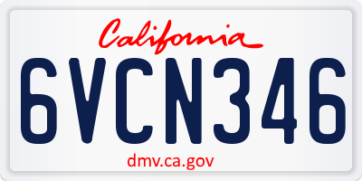 CA license plate 6VCN346