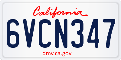 CA license plate 6VCN347