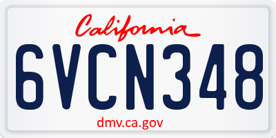 CA license plate 6VCN348
