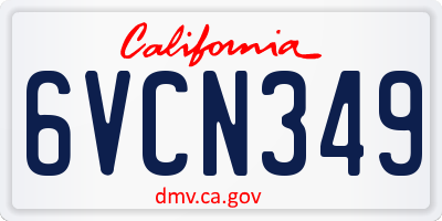 CA license plate 6VCN349
