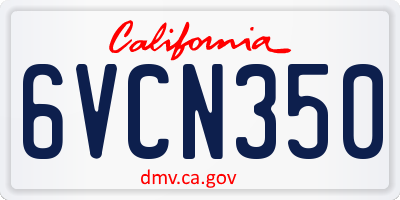 CA license plate 6VCN350