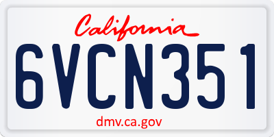 CA license plate 6VCN351