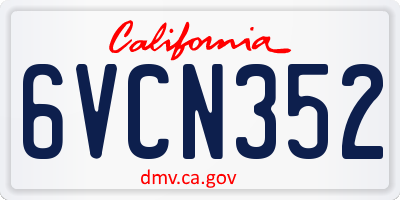 CA license plate 6VCN352