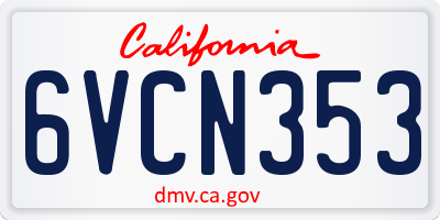 CA license plate 6VCN353