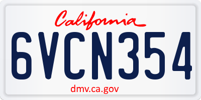 CA license plate 6VCN354
