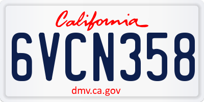 CA license plate 6VCN358