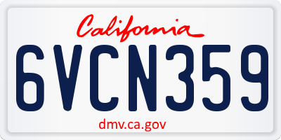 CA license plate 6VCN359