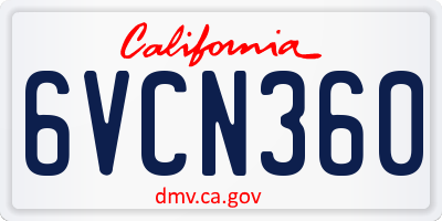 CA license plate 6VCN360