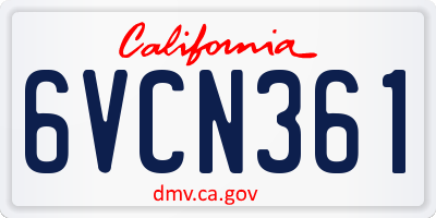 CA license plate 6VCN361