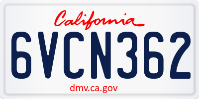 CA license plate 6VCN362