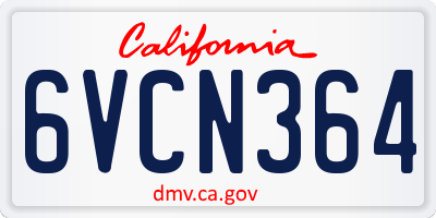 CA license plate 6VCN364