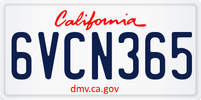 CA license plate 6VCN365