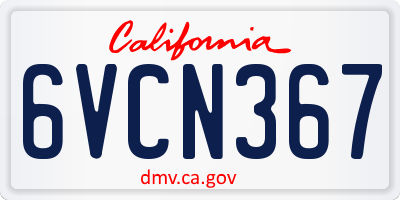 CA license plate 6VCN367