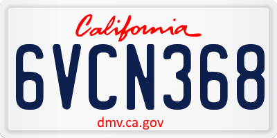 CA license plate 6VCN368