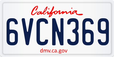 CA license plate 6VCN369