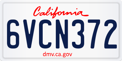 CA license plate 6VCN372