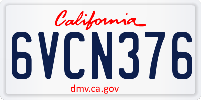 CA license plate 6VCN376