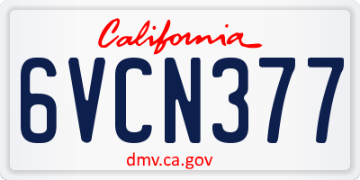 CA license plate 6VCN377