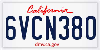 CA license plate 6VCN380