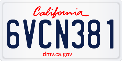 CA license plate 6VCN381