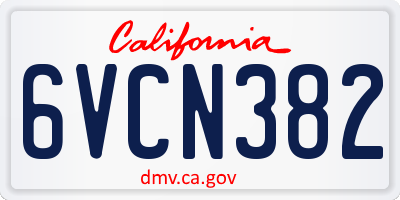 CA license plate 6VCN382