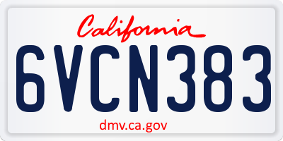 CA license plate 6VCN383