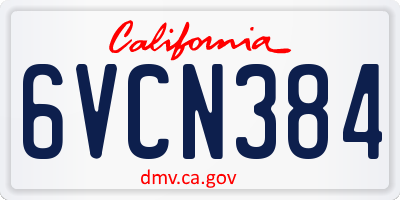 CA license plate 6VCN384