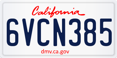 CA license plate 6VCN385