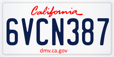 CA license plate 6VCN387