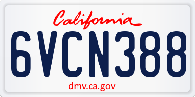 CA license plate 6VCN388