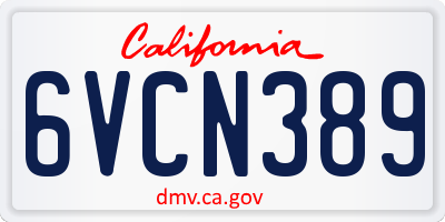 CA license plate 6VCN389
