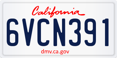 CA license plate 6VCN391
