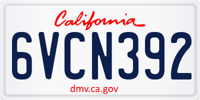 CA license plate 6VCN392