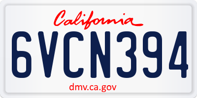 CA license plate 6VCN394
