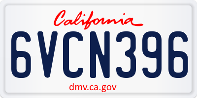 CA license plate 6VCN396