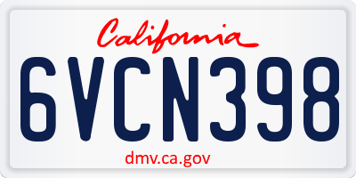 CA license plate 6VCN398