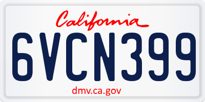 CA license plate 6VCN399
