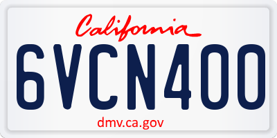 CA license plate 6VCN400