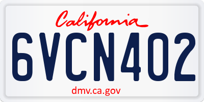 CA license plate 6VCN402