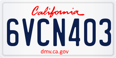 CA license plate 6VCN403