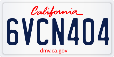 CA license plate 6VCN404