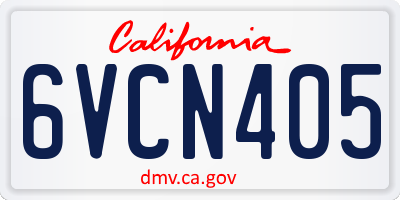 CA license plate 6VCN405