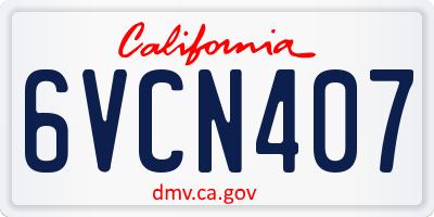 CA license plate 6VCN407