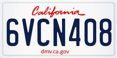 CA license plate 6VCN408