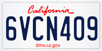 CA license plate 6VCN409