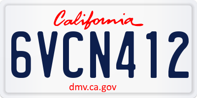 CA license plate 6VCN412